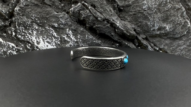 Pulsera de Plata con Turquesa y Cristal Rojo Retro miniatura 5