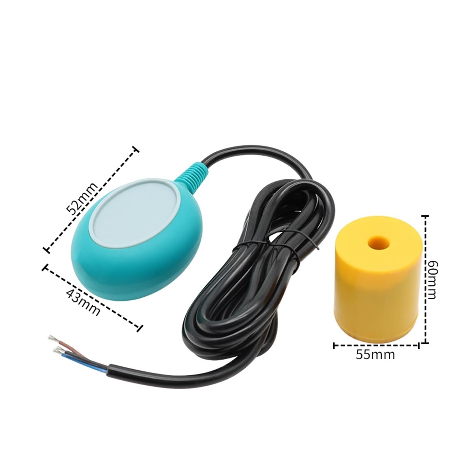 Interruptor de flotador para cable Interruptor de flotador de plástico para control de nivel de agua, estándar, automático, con cables eléctricos. (metal resistente a la temperatura, 3 metros)