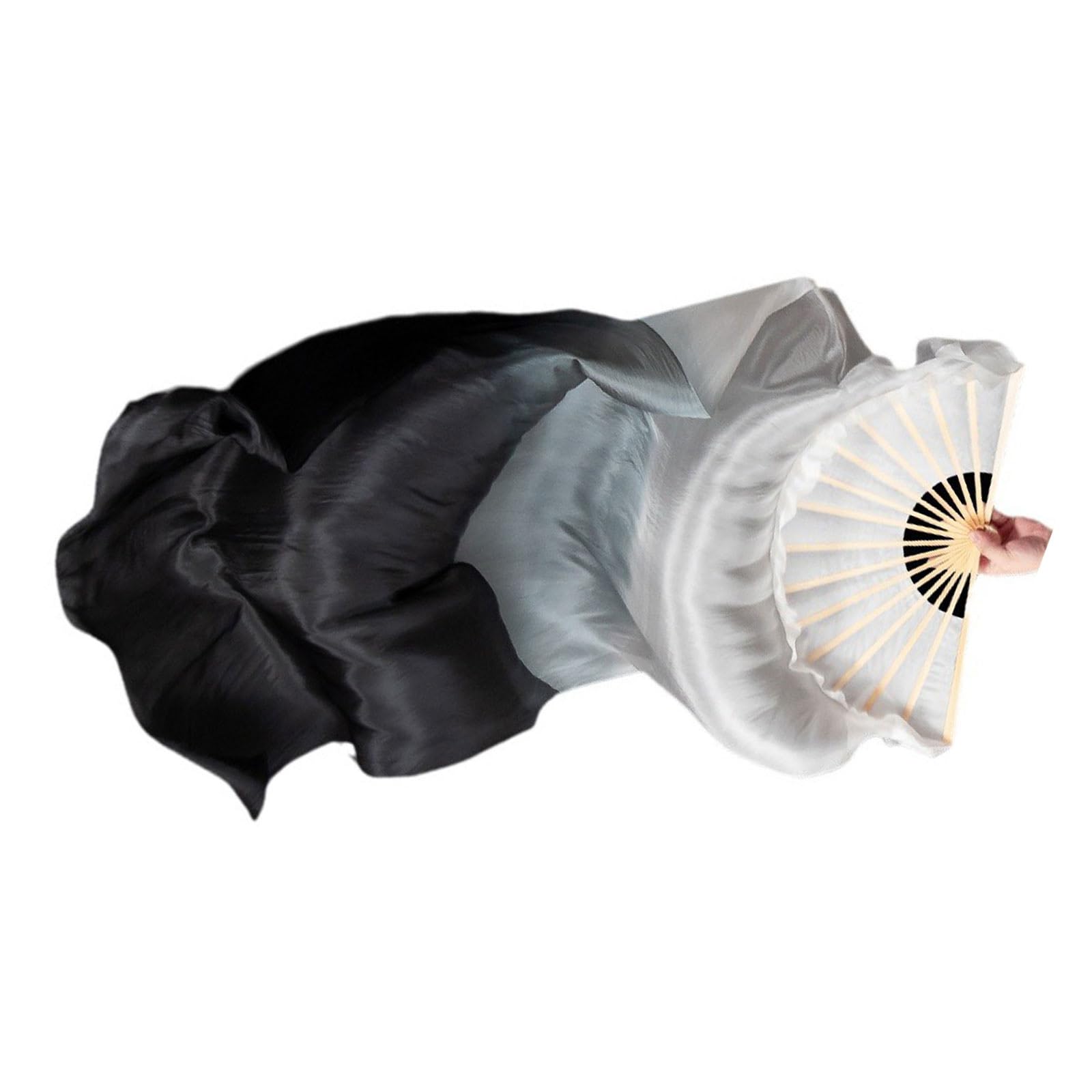 Nucelit Dyed Silk Fan Dance Long Fan Dance Props for Stage Long