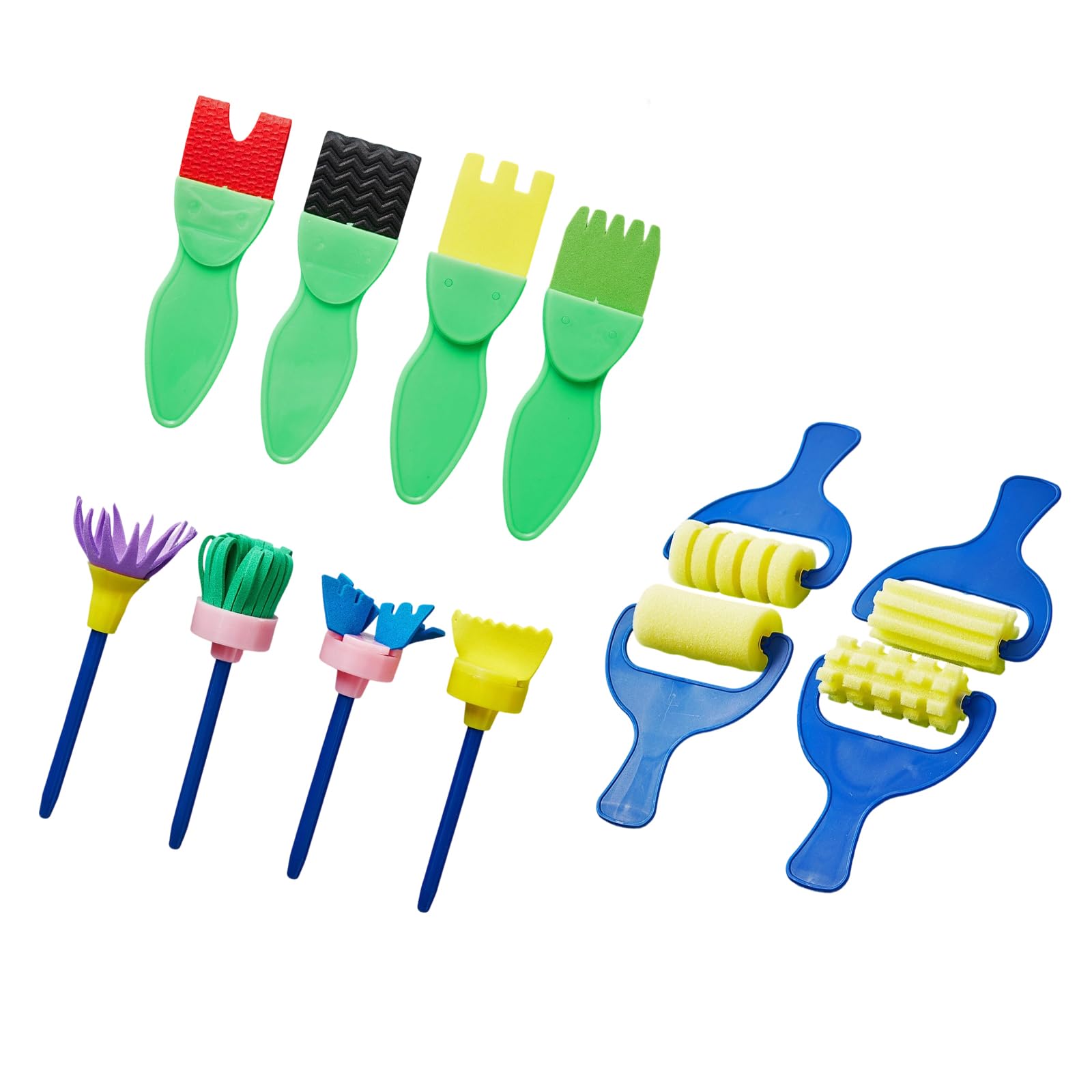 Educational Sponge Painting Stamp Set with/Wooden Handle for Toddler Early Learning Watercolor Painting Children ' s Set