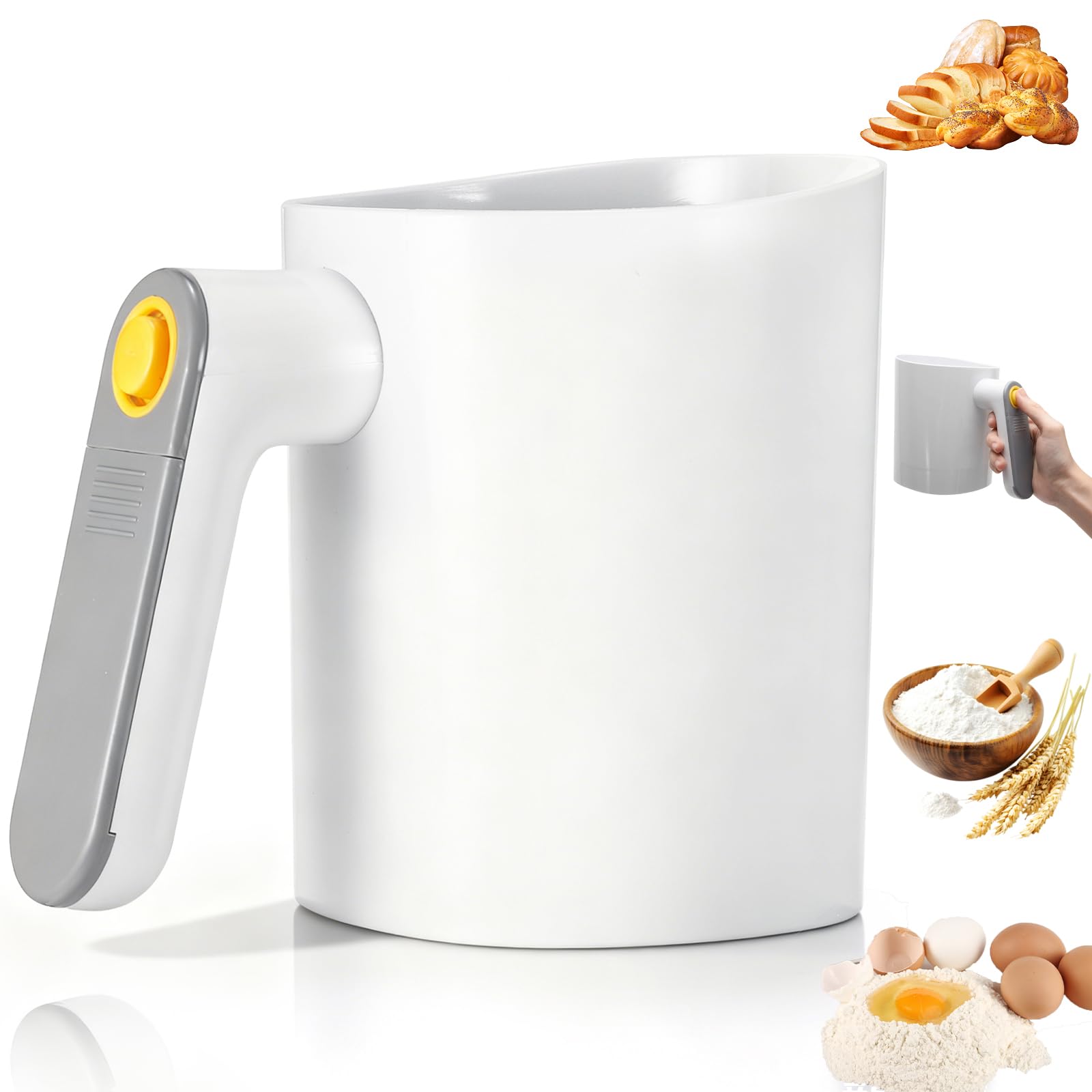 Battery Operated Electric Flour Sifter for Baking, ANNCARY Flour Sieve, Handheld Cooking Baking Tool for Cooking/Pastry Baking Kitchen Utensil