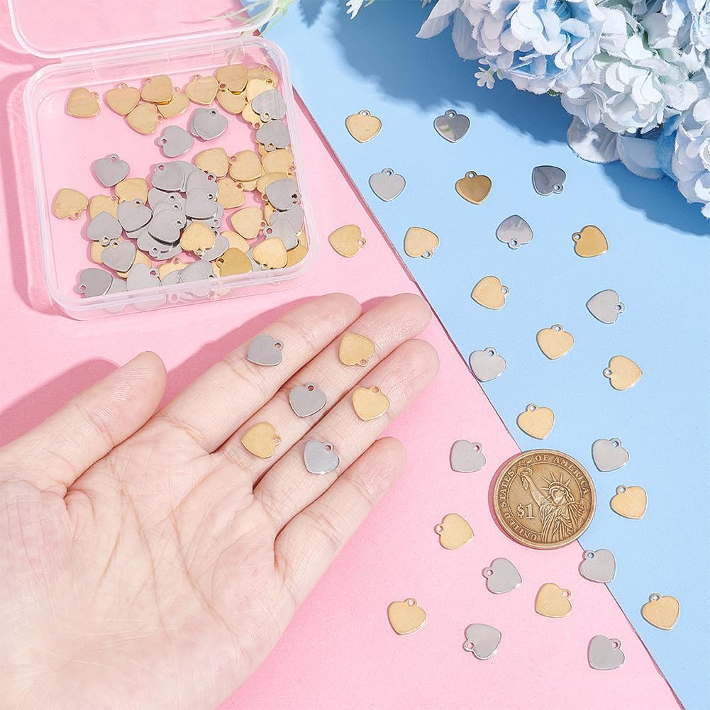 UNICRAFTALE Stainless Steel Heart Charms Stamping Blank Tag Love Heart Pendants Metal Laser Cut Flat Drop Dangle Connectors Charms for DIY Bracelet Jewelry Making - Image 3