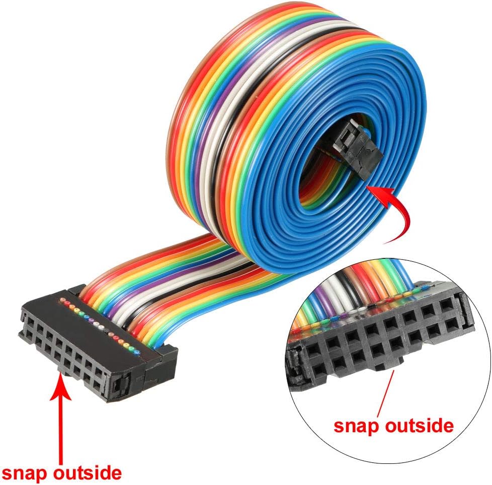 uxcell IDC Rainbow Wire Flat Ribbon Cable 16 Pins 148cm Length 2.54mm Pitch Type-C