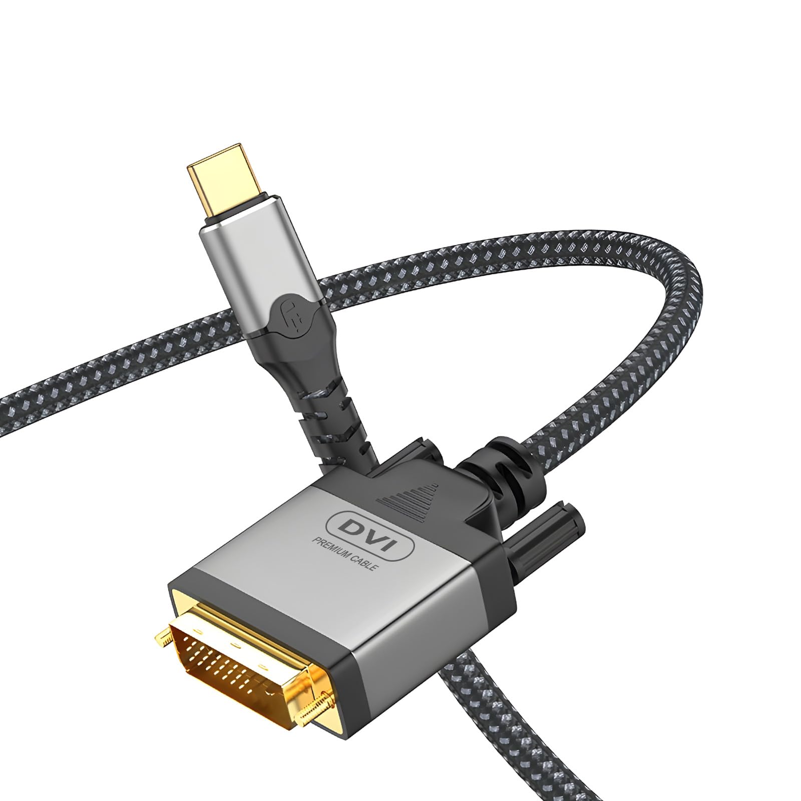 Cavo intrecciato in nylon da USB C a DVI, 4K30Hz, USB 3.1 tipo C a DVI, adatto per telefoni cellulari, laptop, tablet, proiettori, display (1,8 m)