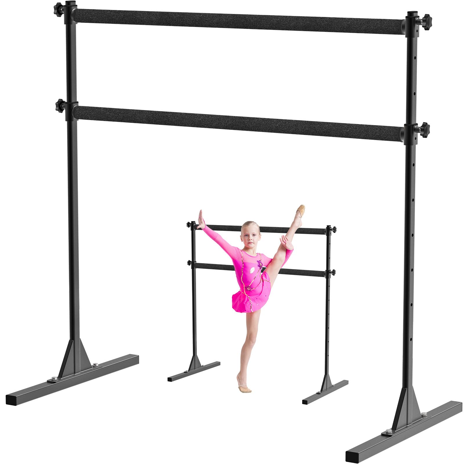 BeneLabel Sbarra da Balletto Autoportante, 10 Altezze Regolabili Sbarra da Balletto Bambini Ragazze Portatile Sbarra da Danza Adulti Casa Mobile da Pavimento Fitness Yoga Sbarra per Stretching