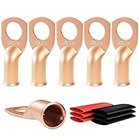 Vista 34 de Sanuke 10 terminales de batería 1/0 AWG-3/8, terminales de anillo de cable de alta resistencia, terminales de calibre 0, extremos de cable