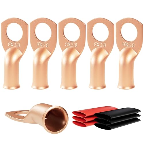 Miniatura 34 de Sanuke 10 terminales de batería 1/0 AWG-3/8, terminales de anillo de cable de alta resistencia, terminales de calibre 0, extremos de cable