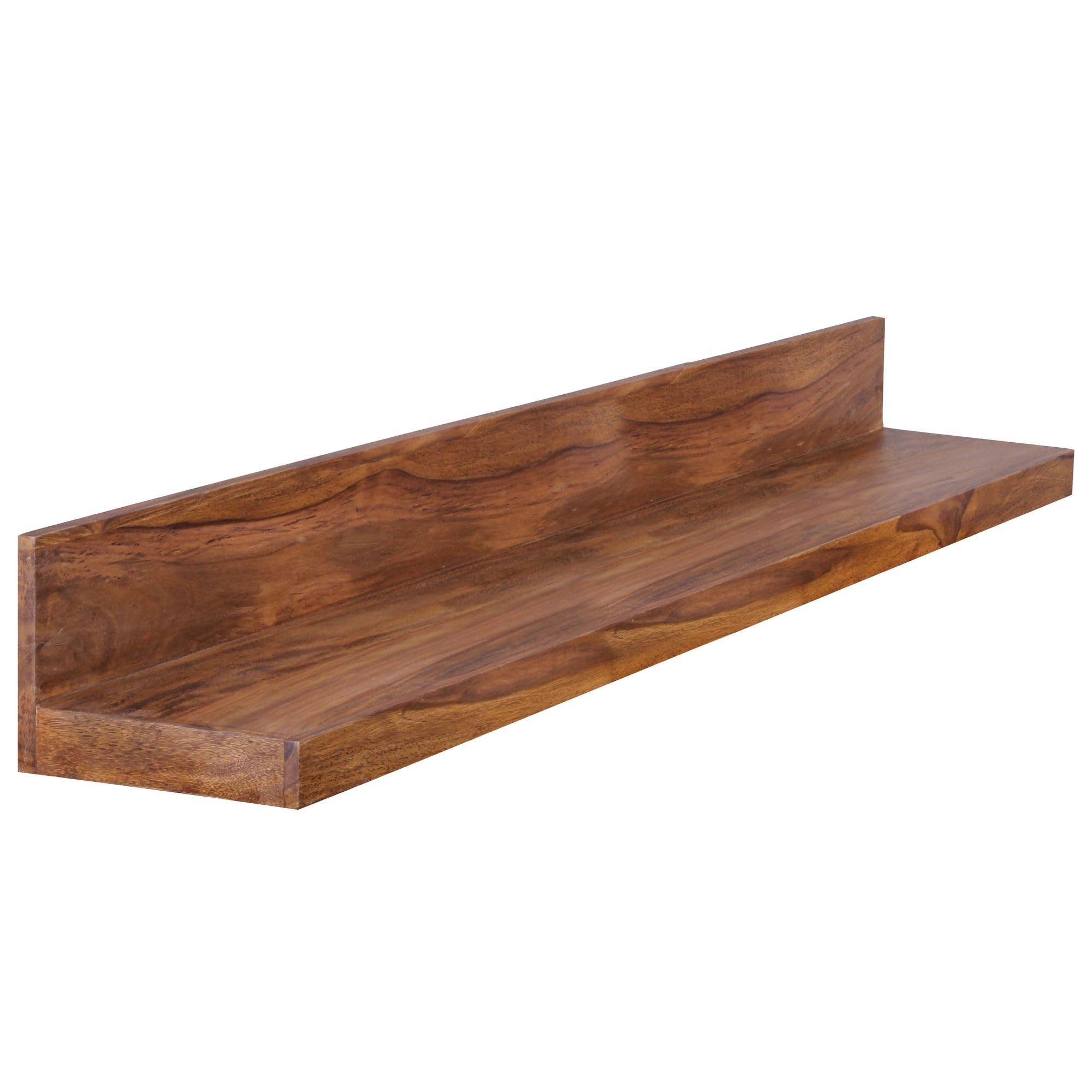 FineBuy Wandregal 140 cm Sheesham Massivholz, Hängeregal Landhausstil