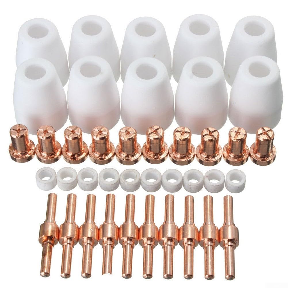 40Pcs Air Plasma Cutter Consumables Extend Tips For PT-31 LG-40 Torch CUT-40 50, Plasma Cutter Torch Kits Tip Electrode Nozzle Consumables, Welding Equipment Set