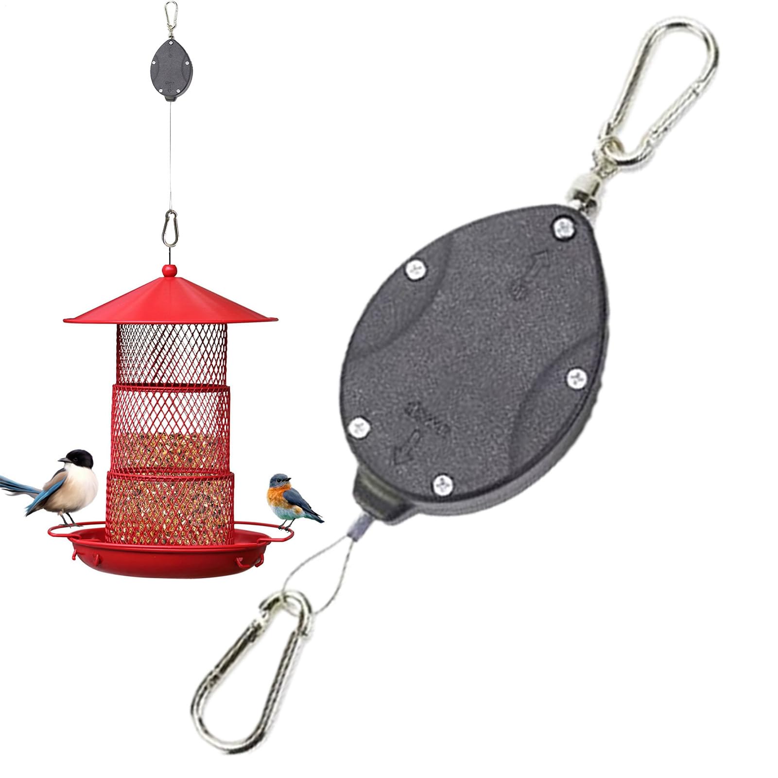 Poulie de pots de fleurs double rétractable pour suspension de jardin