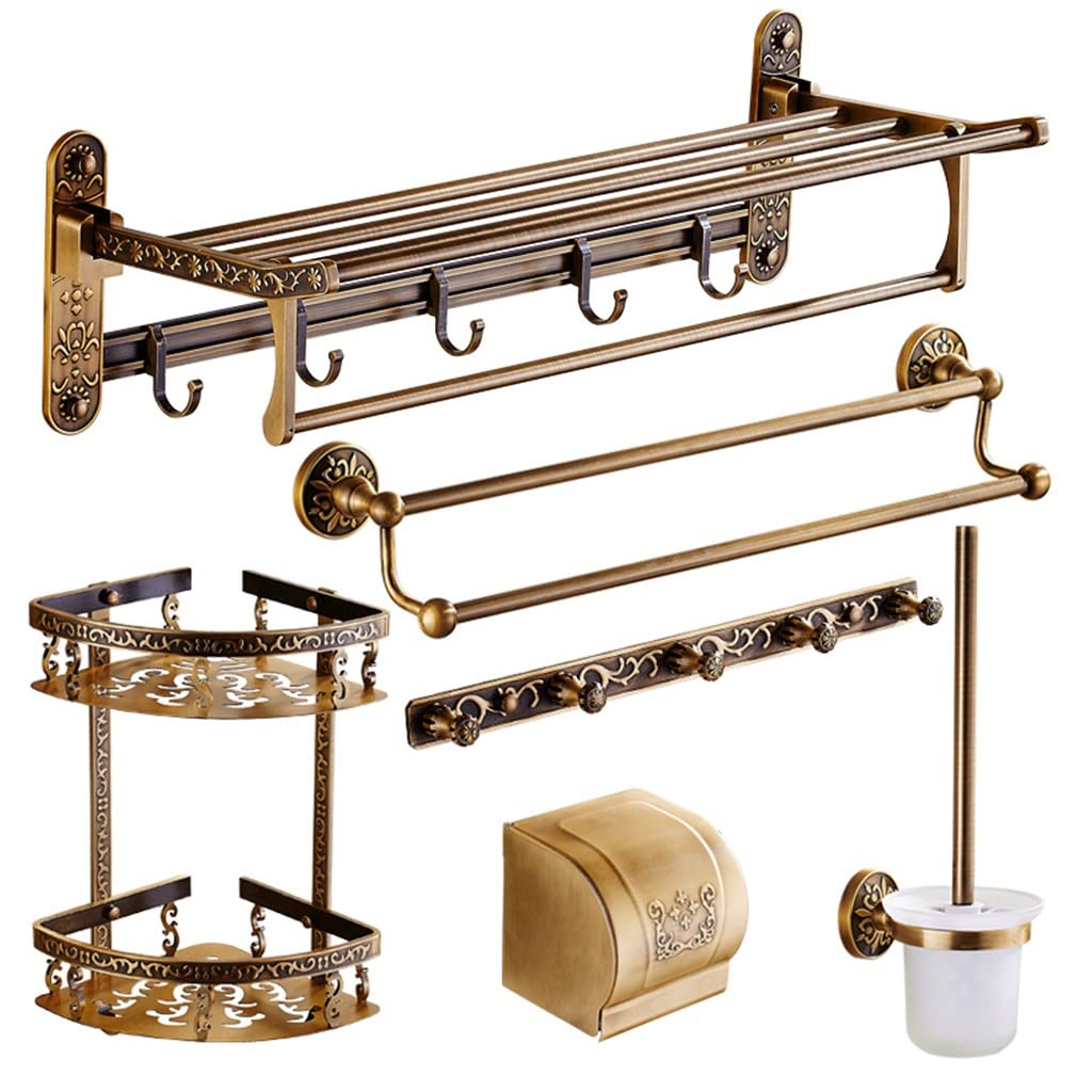 Toallero de estilo europeo, toallero de aluminio antiguo, para montaje en pared, accesorios de baño plegables/toallero plegable (maíz de 2 niveles)