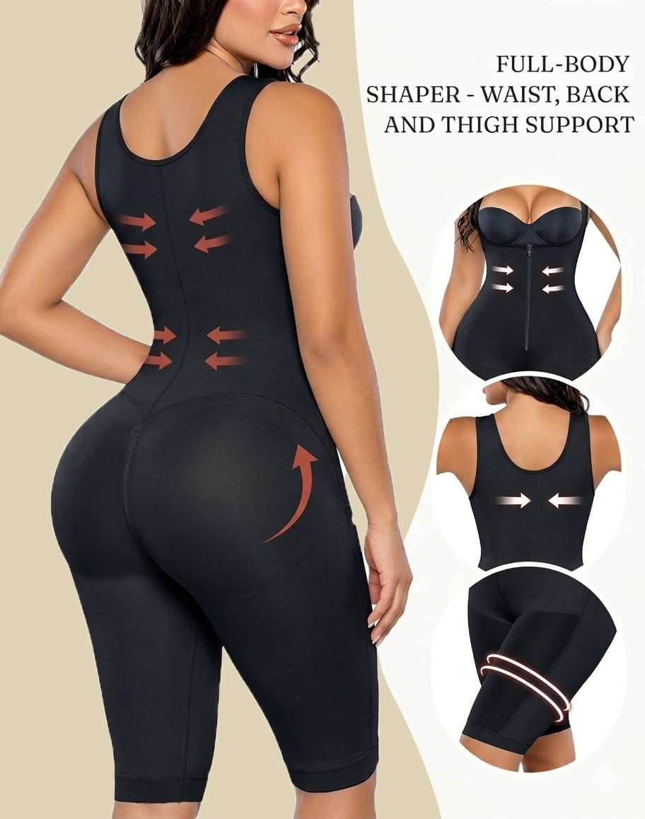 JOSHIEN Faja Colombiana Shapewear for Women Tummy Control Waist Trainer Bodysuit with Front Zipper Body Shaper Butt Lifter