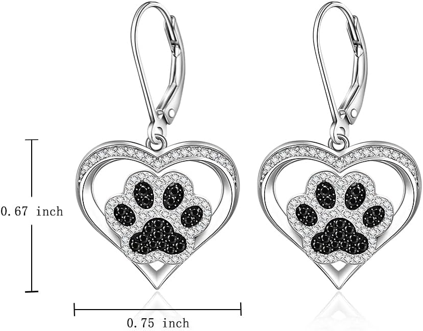 Paw Print Earrings Dog Earrings for Women Sterling Silver Cat Dog Paw Earring Heart Dangle Puppy Animal Jewelry Dogs Lover Gifts - Image 7