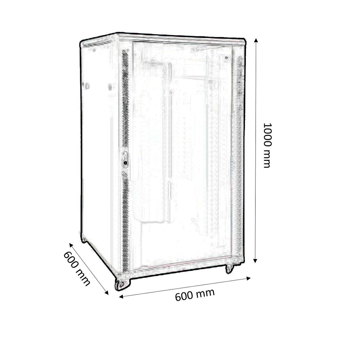 KIMEX 112-6620K Armadio Rack 19" da Pavimento, Larghezza 600 mm, profondità 600mm, 20 unità