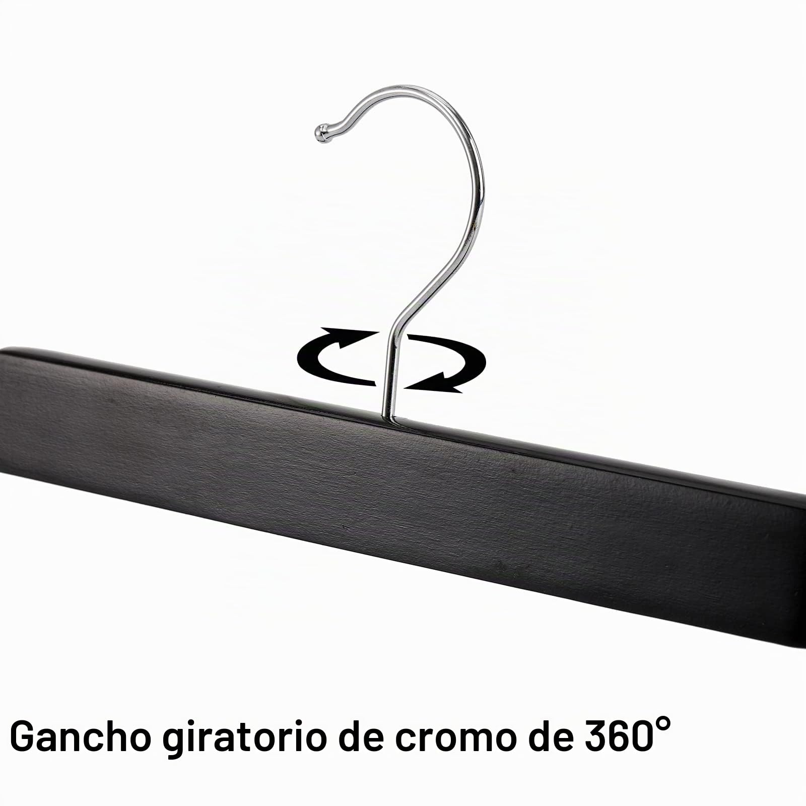 Tosnail Paquete de 15 perchas de madera natural de 14 pulgadas para faldas y pantalones, perchas con clips para pantalones y jeans, color negro