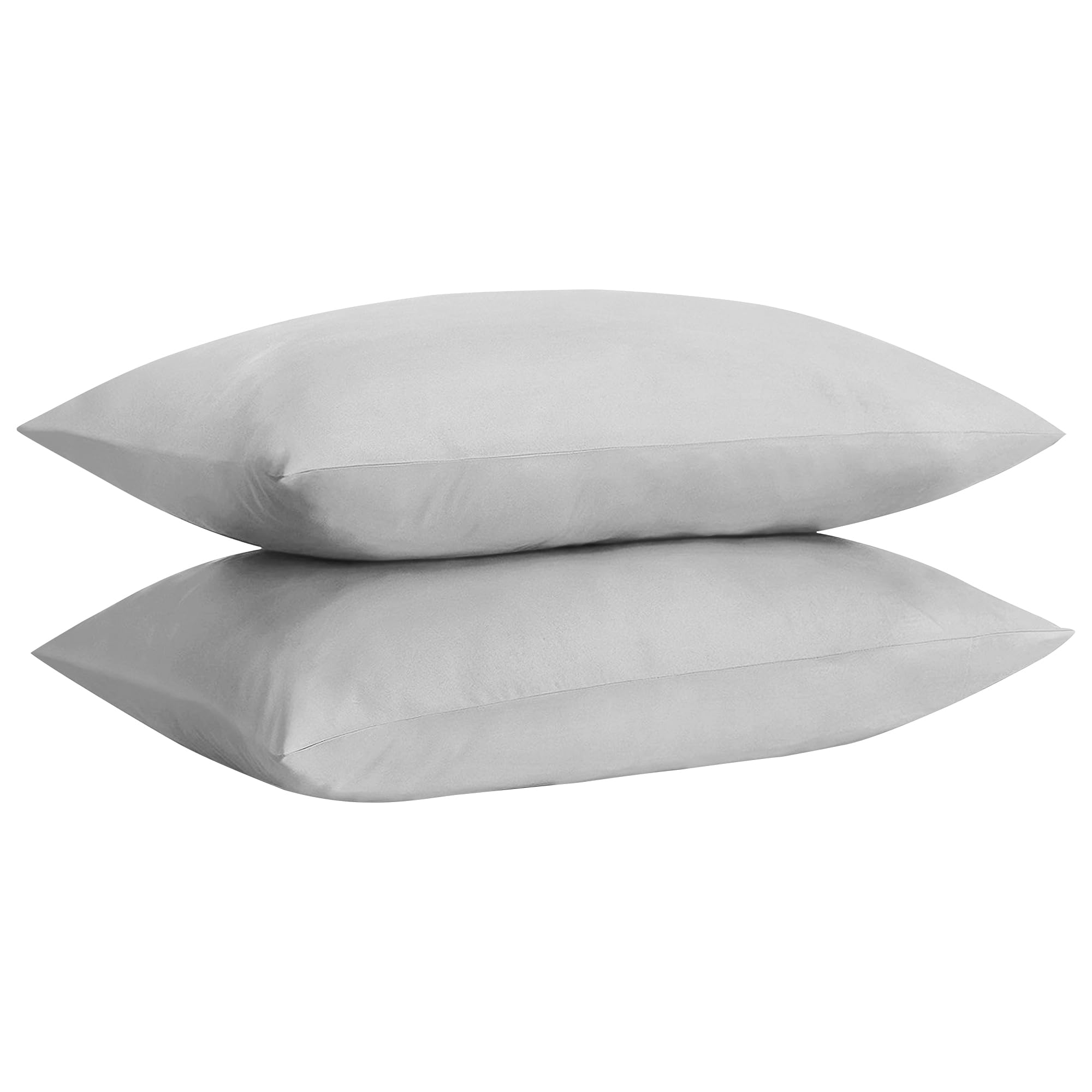 HOME ACE Non Iron Percale Standard Pillowcases 2 Pack Silver, 180 Thread Count 100% Poly Cotton Housewife Pillow Cases 50 x 75CM
