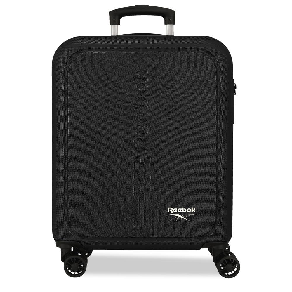 Reebok Stockton Nero Valigia da Cabina 40x55x20 cm Rigido ABS Lucchetto a Combinazione Integrato 37L 2.6kg 4 Doppie Ruote Bagaglio a Mano di Joumma Bags
