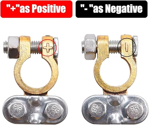 Miniatura 2 de Tnisesm Juego de terminales de batería con arandelas anticorrosión, terminales de batería negativos positivos, conectores de abrazaderas para barco,