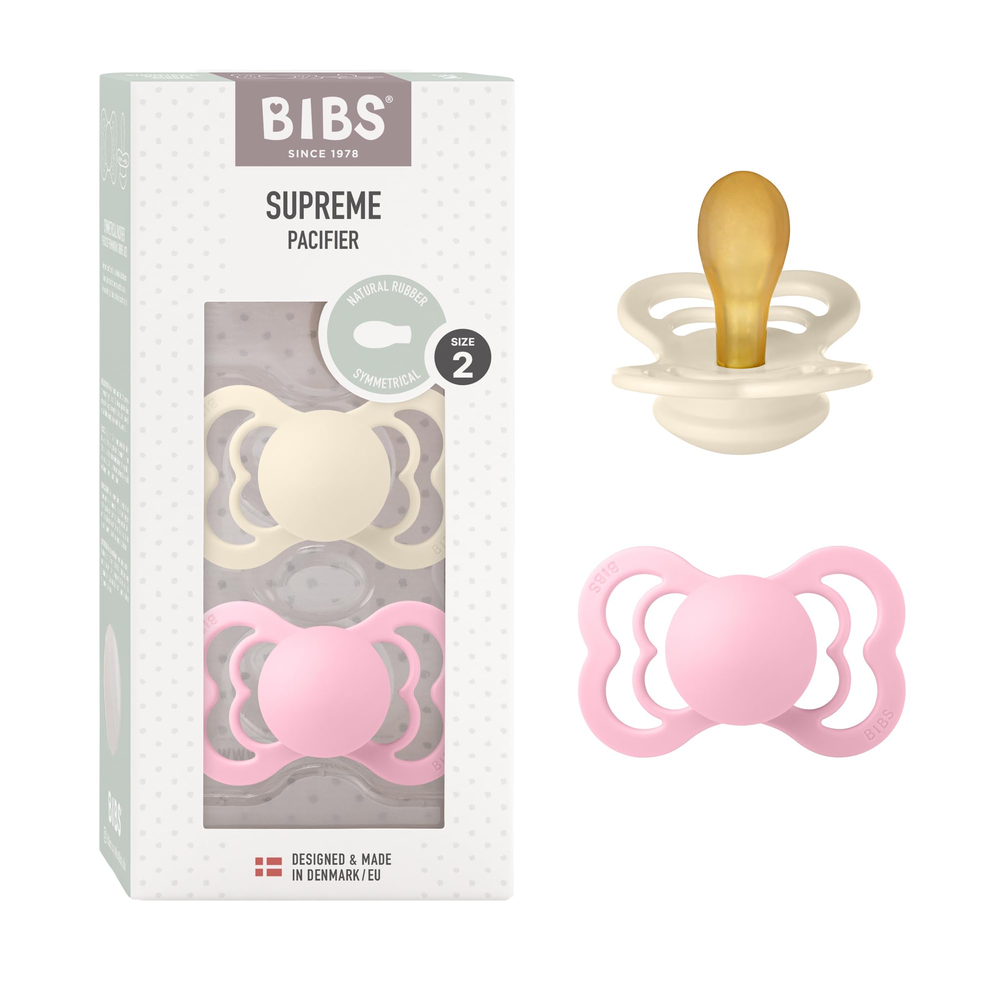 BIBS Supreme Paquete de 2 chupetes. Libre de BPA, Tetina con forma simétrica/Fisiológica. Látex natural, Hecho en Dinamarca. 0+ meses (Paquete de 2), Sage/Hunter Green — view 19