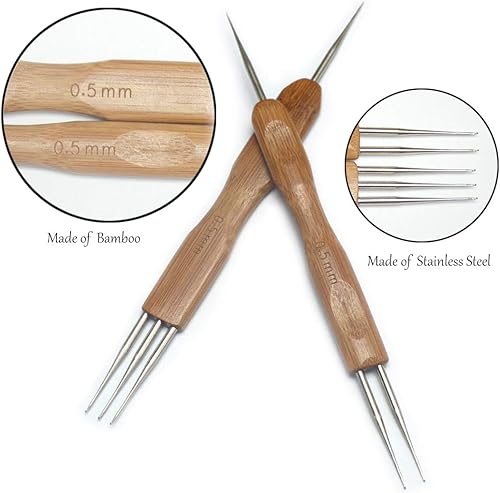 Miniatura 9 de 2 ganchos de ganchillo de doble punta para cabello, 1 gancho, 2 ganchos y 1 gancho, herramienta de aguja de rastas de 3 ganchos para trenzas,