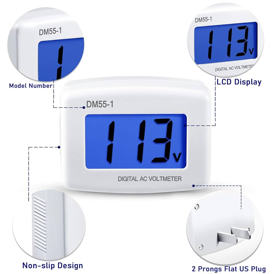 Voltage Test Monitor Flat US Plug AC 80-300V LCD Digital