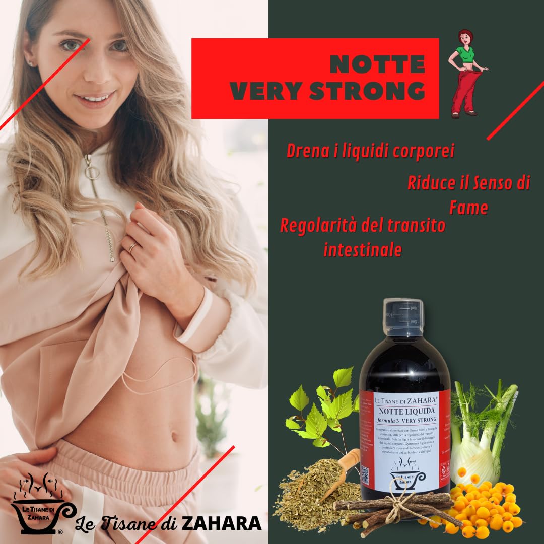 Miscela Forte e Notte Liquido Very Strong, Kit Duo con Tè Verde, Caffè Verde e Garcinia, Migliora la Funzione Digestiva, Aiuta il Drenaggio dei Liquidi, Routine per Giorno e Sera