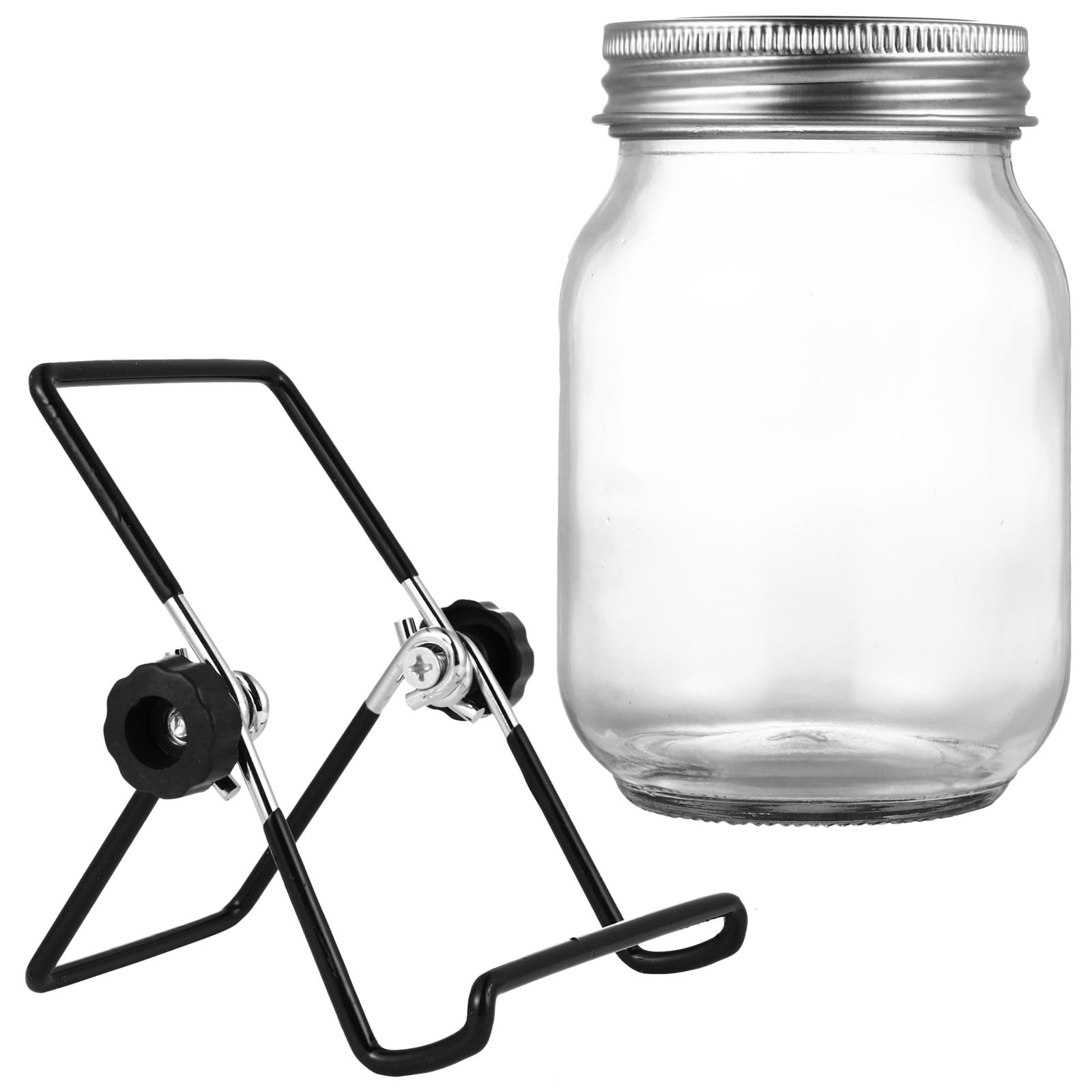ibasenice Kit de Germination à Bocal Mason 500 ML Couvercle en INOX et Support Noir Incliné – Ensemble pour Germoir de Graines, Culture Maison, Drainage et Aération Efficace