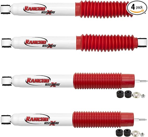 Rancho RS55274 RS55288 Set of Front & Rear RS5000X Series Shocks fits 2001 2010 Sierra 2500 HD with Front Torsion Bar & 0 Lift | Improved Handling & Performance | For Quicker Rebound