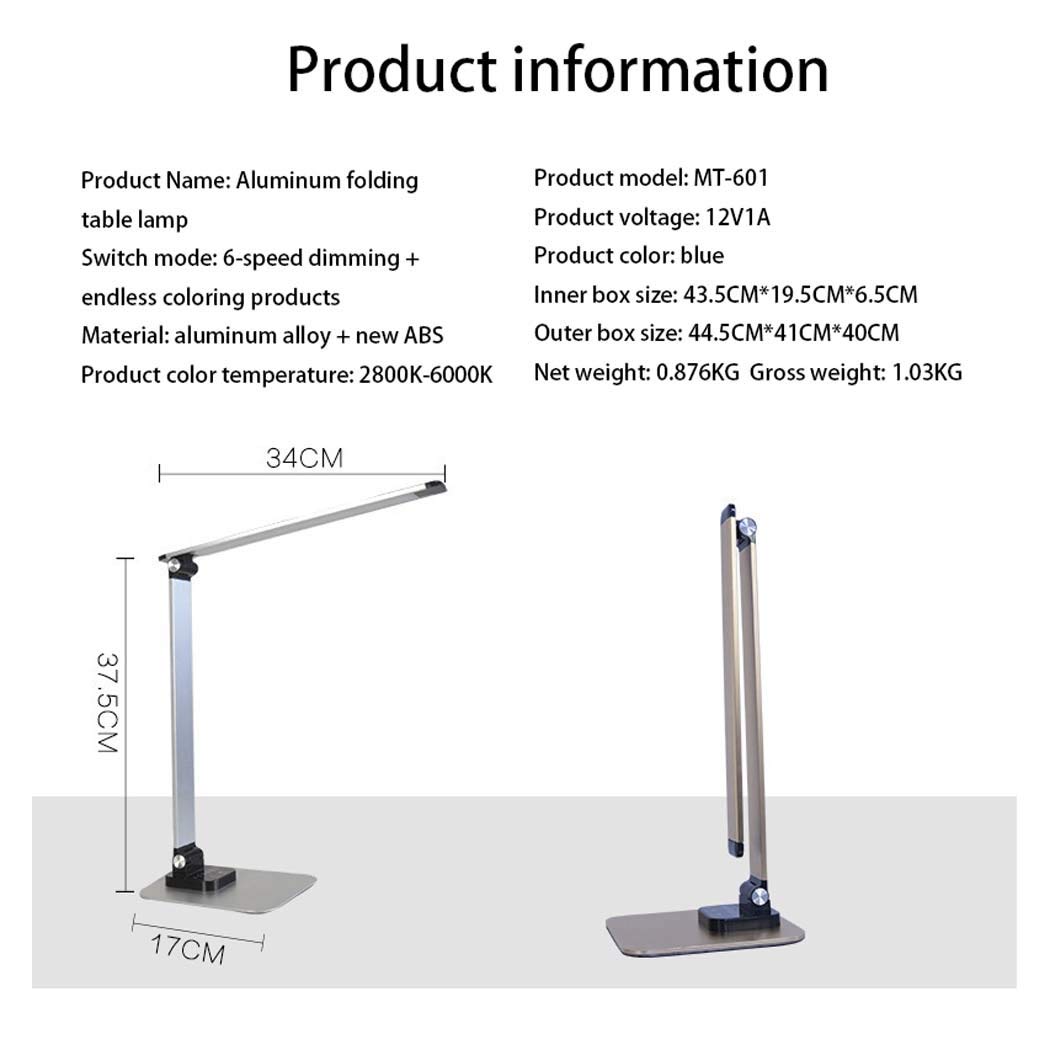 Lampa biurkowa LED Składana lampka LED do pielęgnacji oczu 3 tryby kolorów X 6 poziomów Ściemniacz Sterowanie dotykowe Lampy stołowe do biura W domu Czytanie Praca naukowa