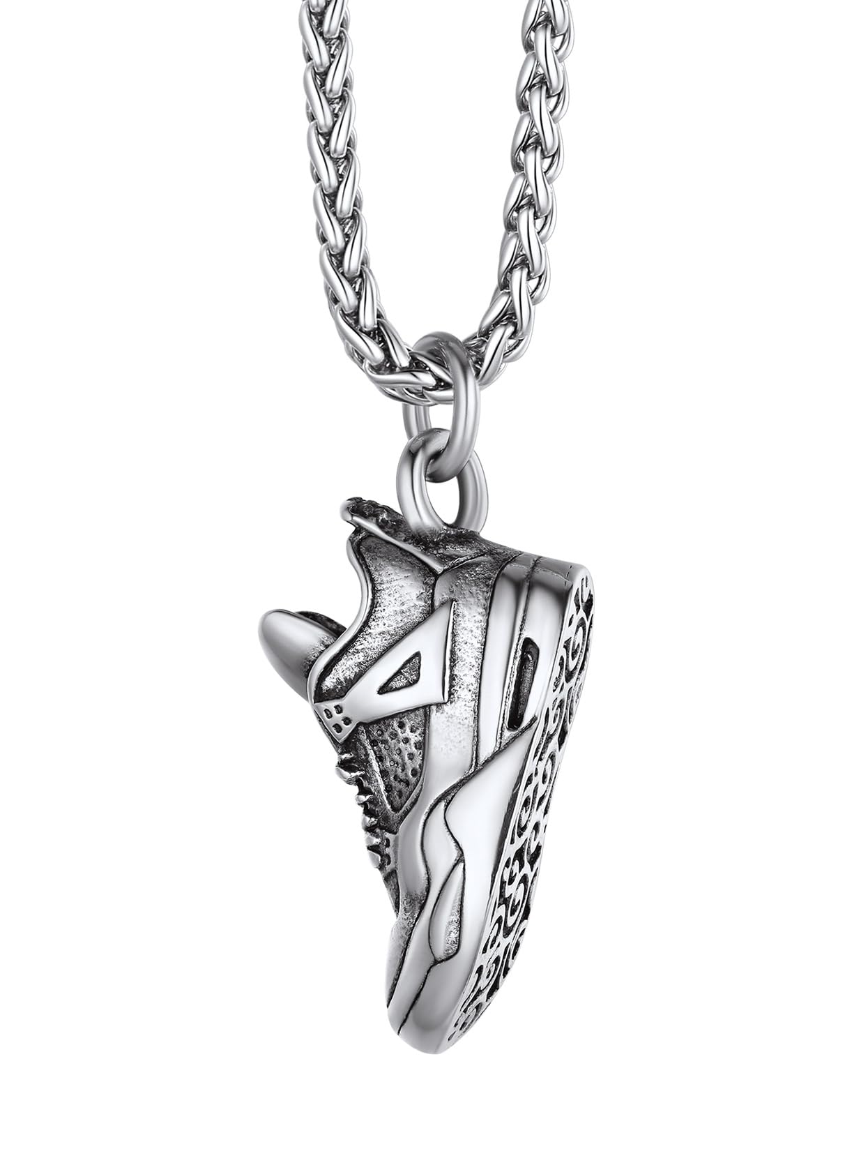 Richsteel 3D Football/Basketball/Soccer/Baseball Ball Boxing Glove Cool Necklaces Pendant for Men, 316L Stainless Steel Sneaker Chain,Trendy Sport Fan