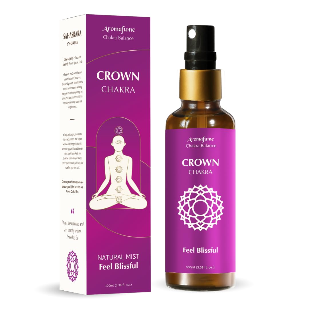 Crown Chakra Natural Mist by Aromafume | 100ml/3.3 fl oz | Sahasrara | Aromatherapy Spray for Chakra Healing | Lavender & Jasmine Extracts | Essential Oil Spray for Meditation, Yoga, Reiki