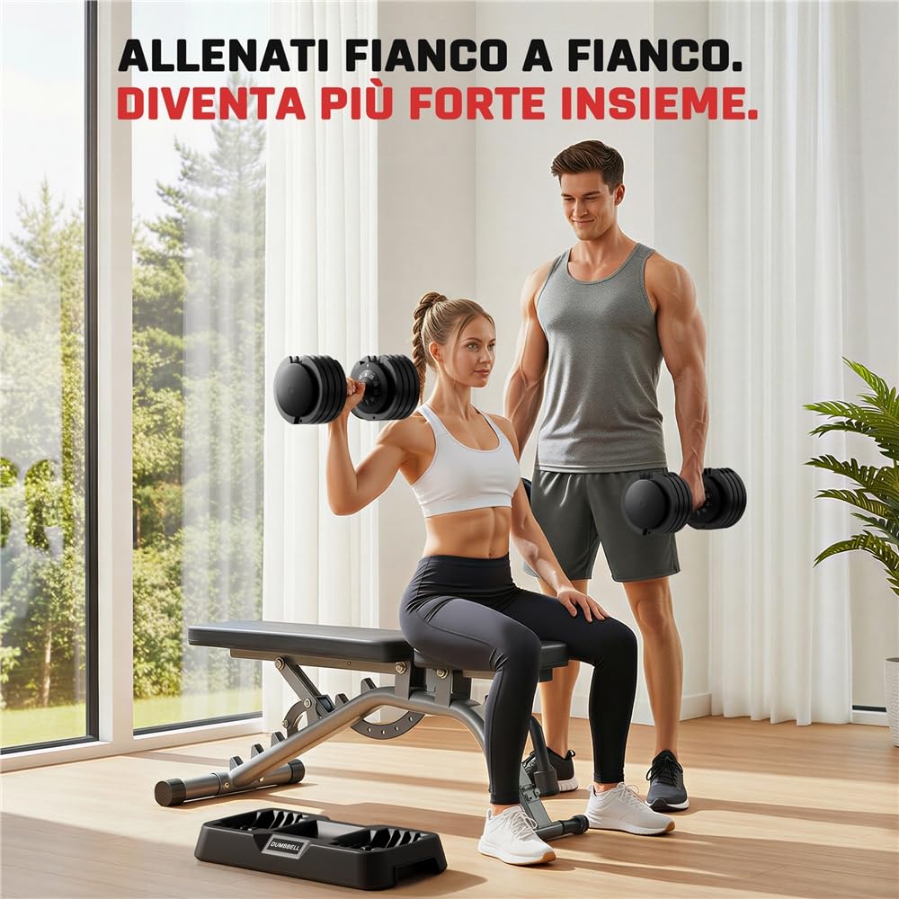 Yaheetech Manubri Regolabili 5 Pesi in 1 con Doppio Blocco di Sicurezza, Design Ergonomico e Salvaspazio, Ideali per Allenamento Casa Palestra e Fitness Nero
