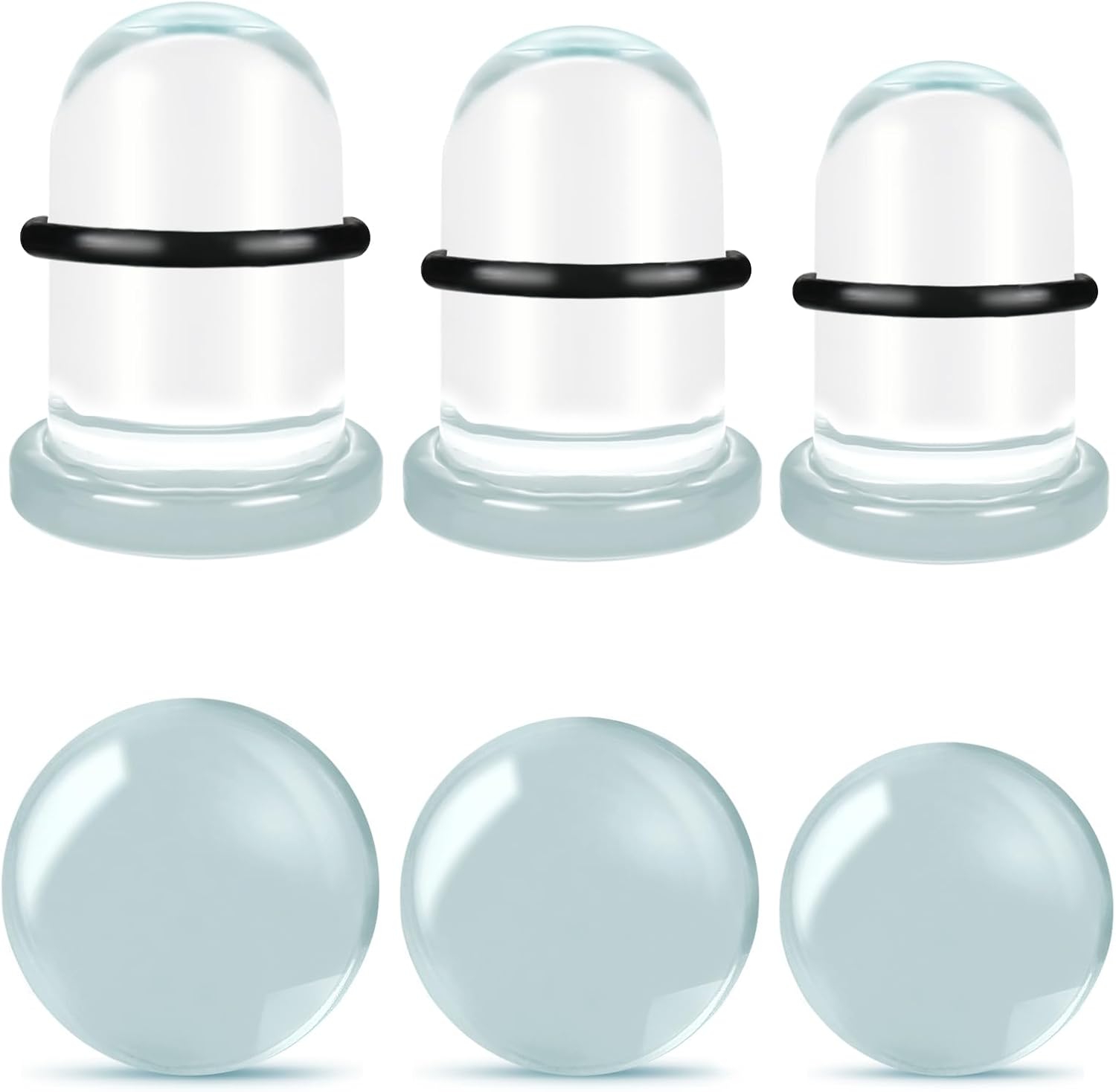 6-18Pcs Glass Ear Stretching Kit 1.6-7mm/7.5-12mm Plugs for Ears Gauges with O-Rings Single Flare Glass Gauge Stretching Kit Ear Expander Body Piercing Jewelry for Women Men