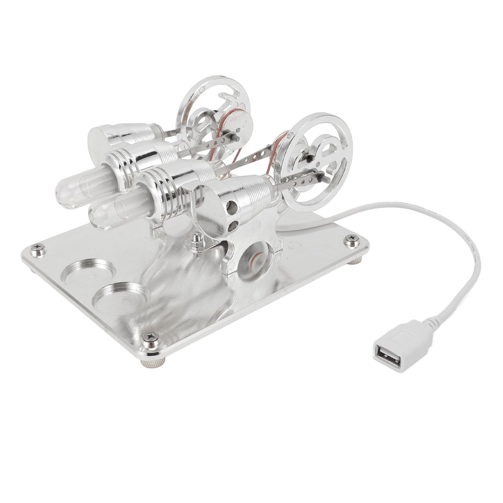 Jeffergarden Motore Stirling a 4 Cilindri con LED, Base in Alluminio, per Esperimenti Scientifici