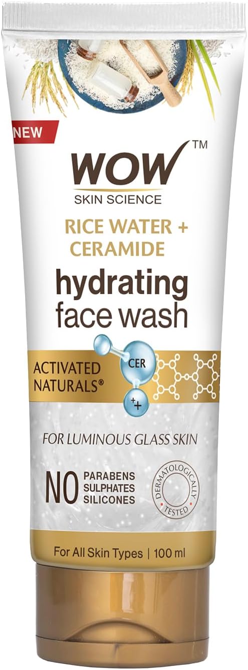 Rice Water & Ceramide Hydrating Face Wash | Brightens Skin | Tightens Pores | Locks in Moisture | Reduces Fine Lines | Improves Skin Elasticity | 100ml