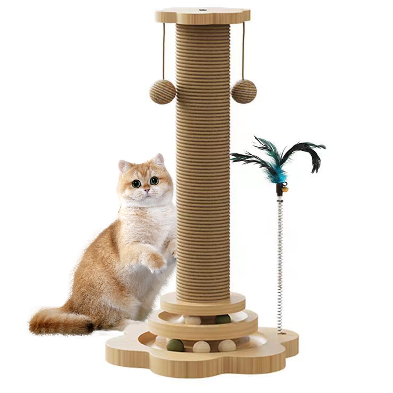 Poteau griffoir chat en jute Parla et petits arbres à chat