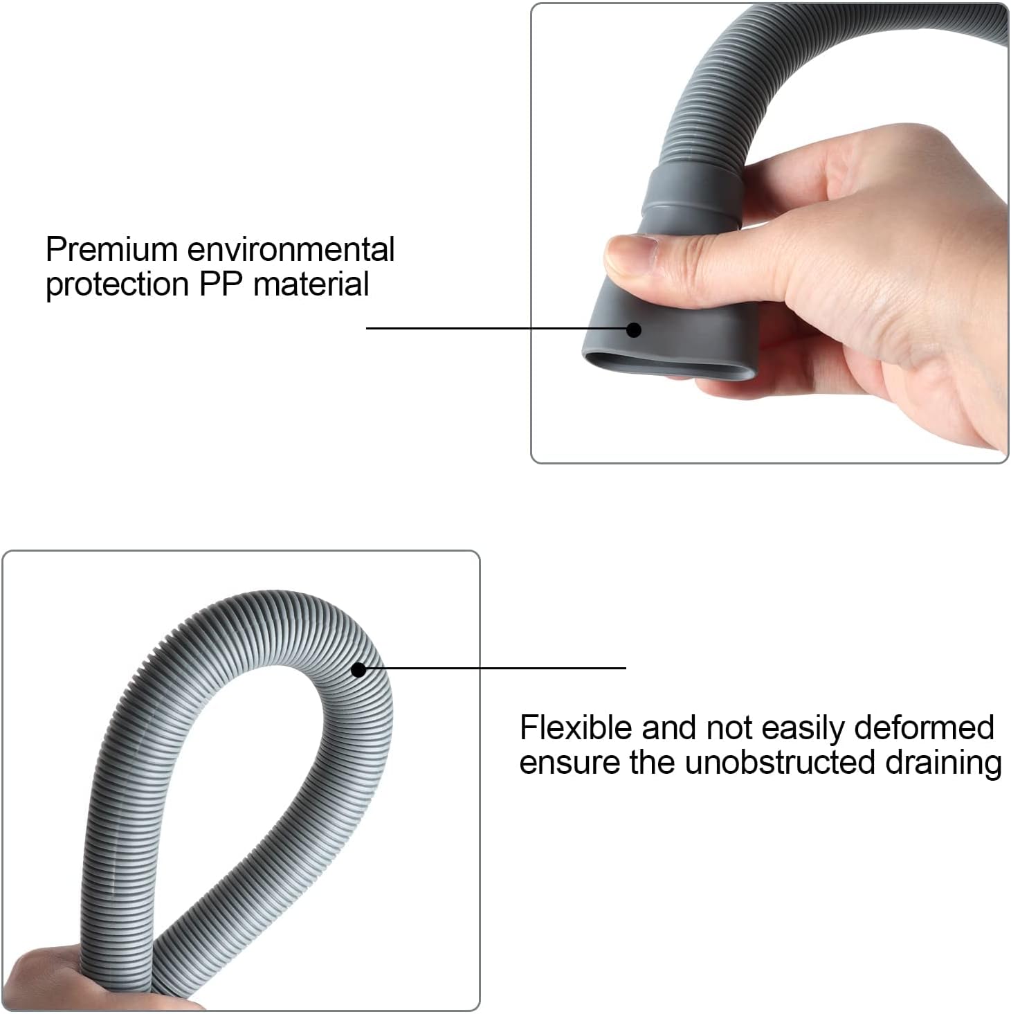 Manste Washer Drain Hose Extension,23FT, Washing Machine Drain Hose Extension，extra Long Washer Drain Hose, U-Bend Holder, Adapter 4 Pcs Clamps