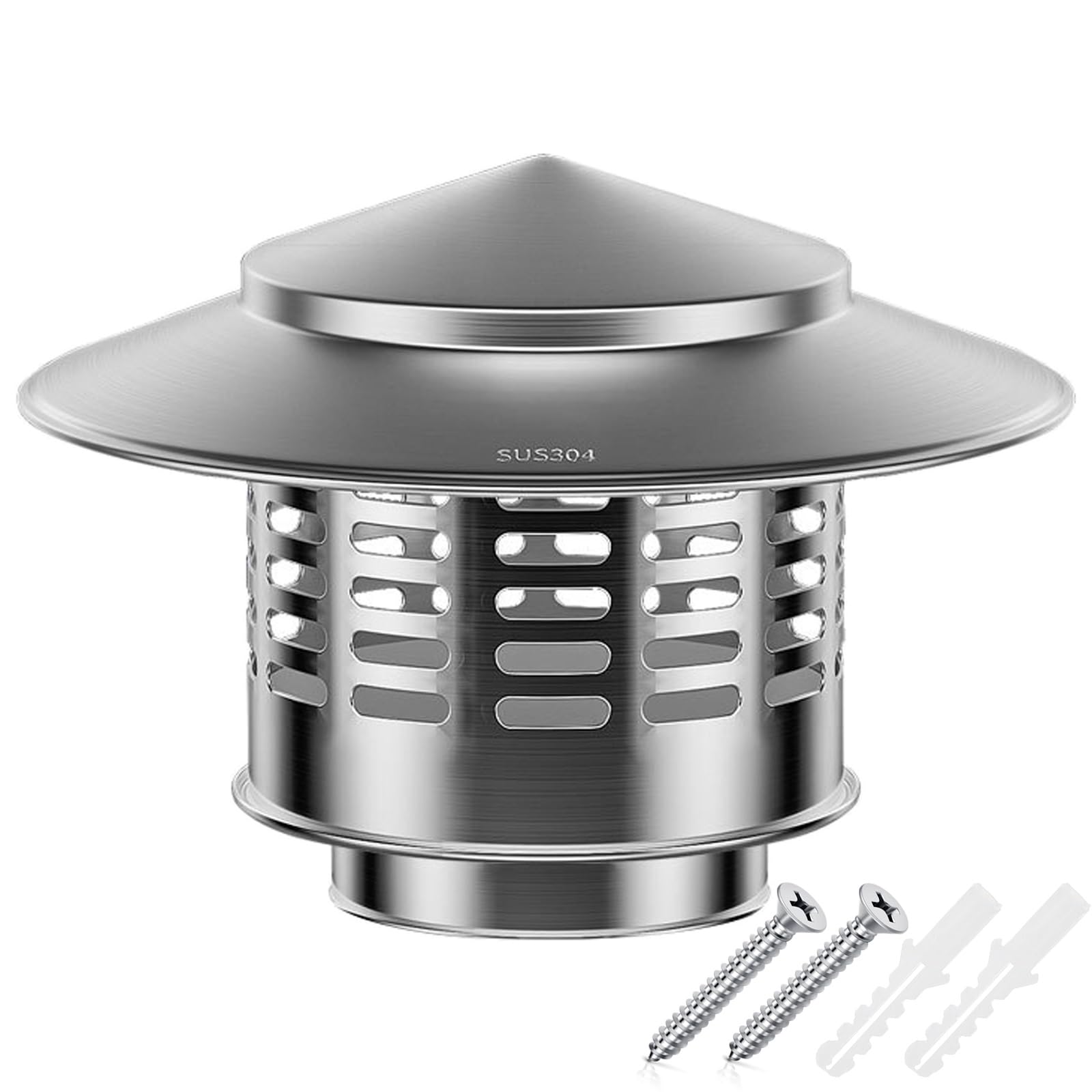 AYUWQZX Cone Chimney Cap 304 Stainless Steel Silver Multiple Sizes Weatherproof(75mm/3in)