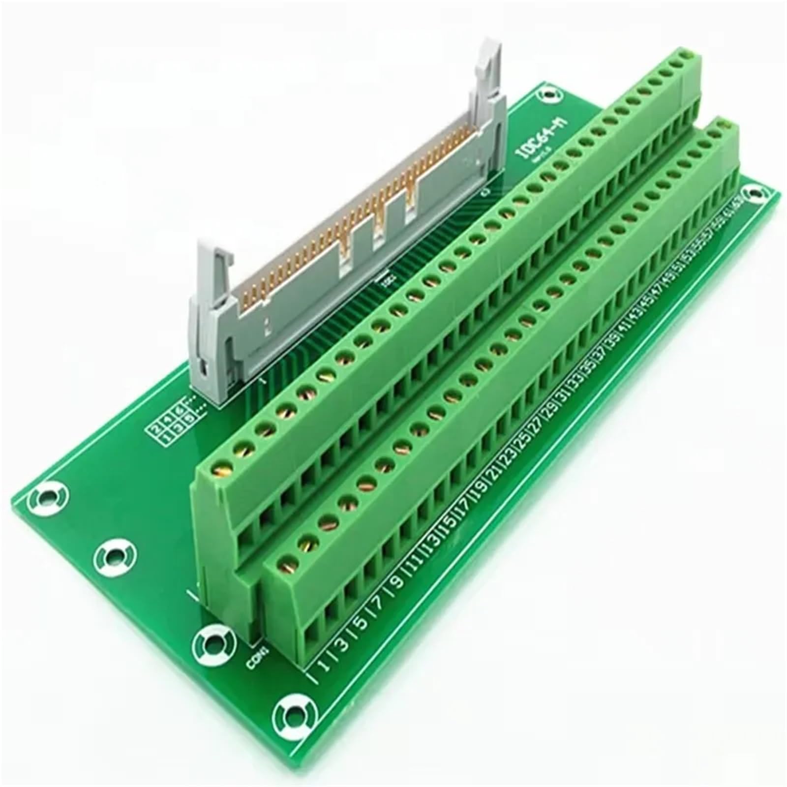 IDC-64 DIN Rail Mounted Interface Module 2x32 Pins 0.1" Male Header Breakout Board, Terminal Block, Connector.