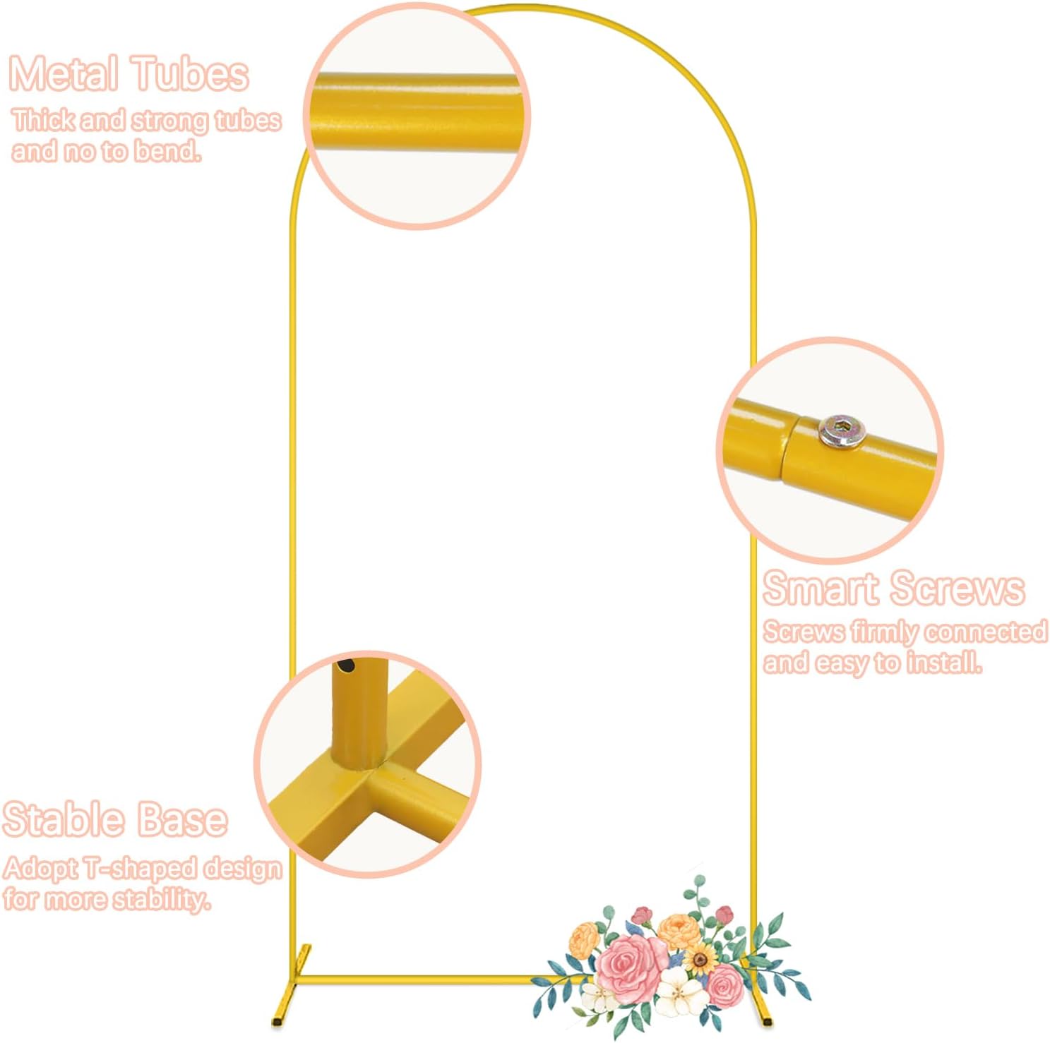 7.2 FT Wedding Arch Backdrop Stand and Dusty Blue Arch Cover Set Metal Arch Stand with Spandex Arch Stands Cover Party Backdrop Gold Wedding Arches for Ceremony Birthday Baby Shower Decor