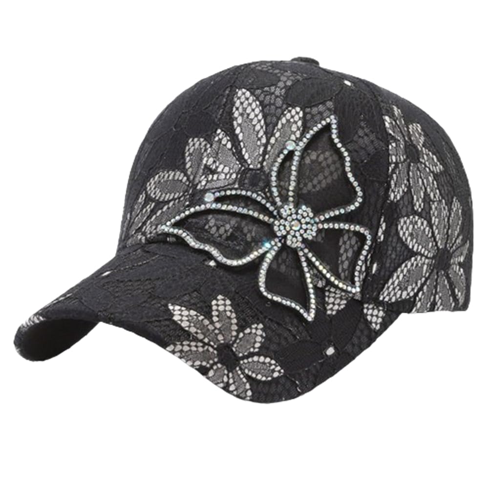 Women's Bling Rhinestone Butterfly Baseball Cap Adjustable Hip Hop Hat Outdoor Casual Trendy Sun hat