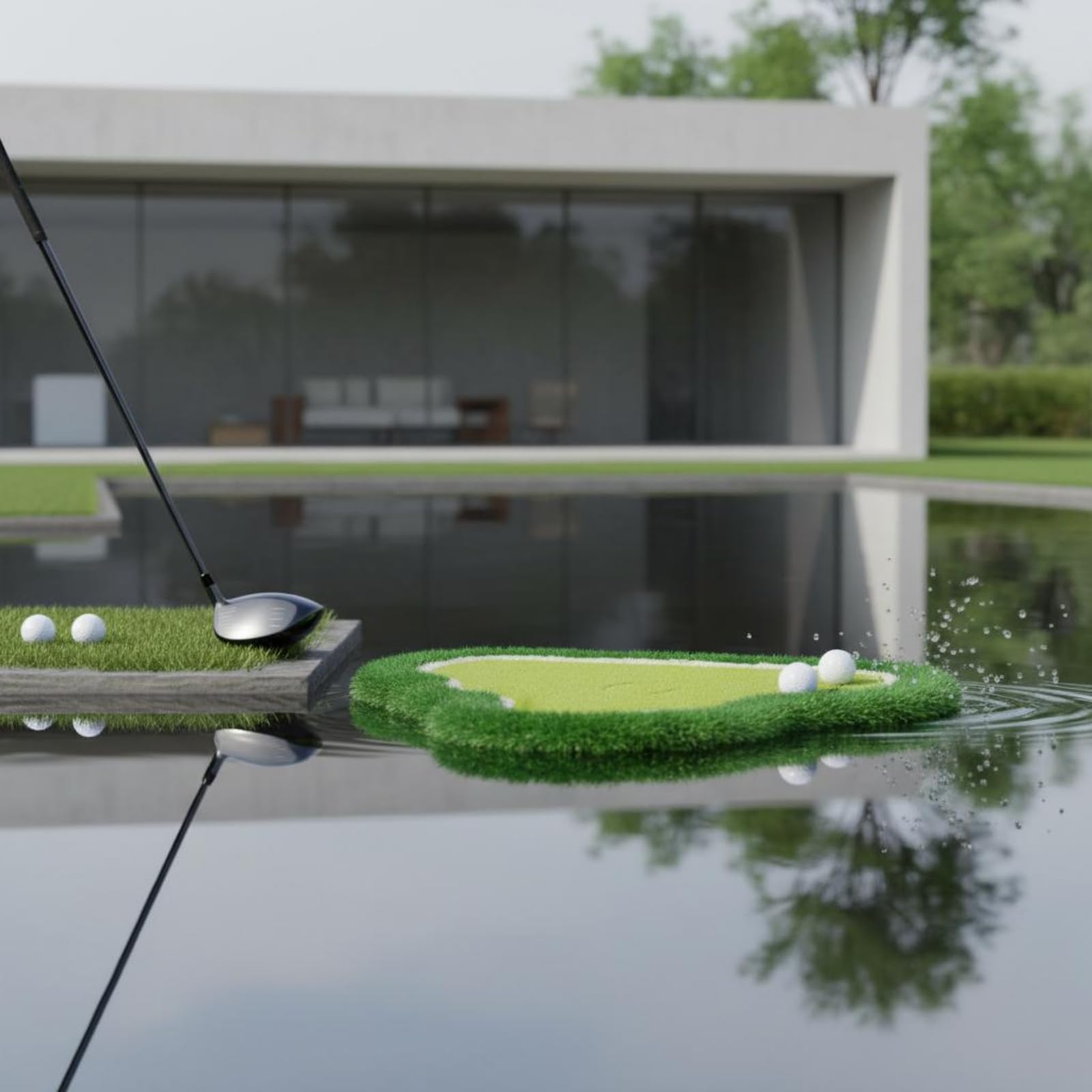 Green Galleggiante Golf Portatile Tappetino da Golf Galleggiante Forma Piede Attrezzatura Sportiva per Piscina