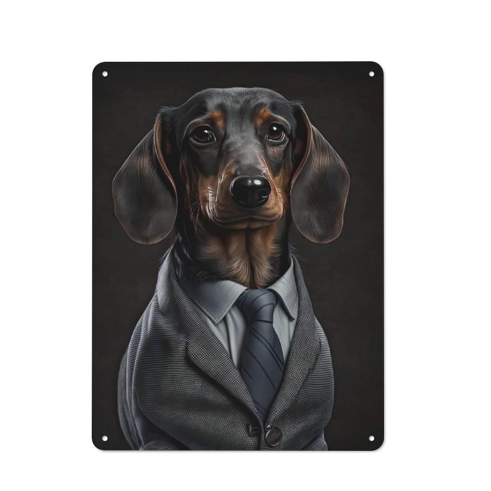 Junmoney Men's Style-18 Dachshund In A Suit Classic Metal Wall Decor 40X30cm, Decorative Tin Plaque For Cafe, Pub, Workshop Or Home Bar