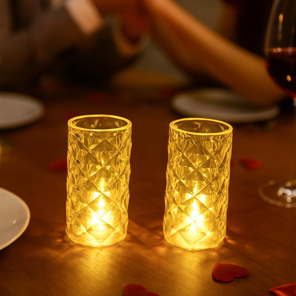 ZAICUS Set of 2 LED Crystal Candle Lights for Diwali Decoration – Flameless Warm White Lamps for Navratri Home Décor, Table Centerpiece, Romantic Dinner & Festive Gifting-image-21