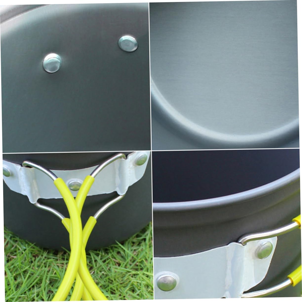 Portable Camping Cookware Set for 2-3 People 4-Piece Aluminum Alloy Cooking Utensils Lightweight Outdoor Cooking Kit Lid for Backpacking and Picnics