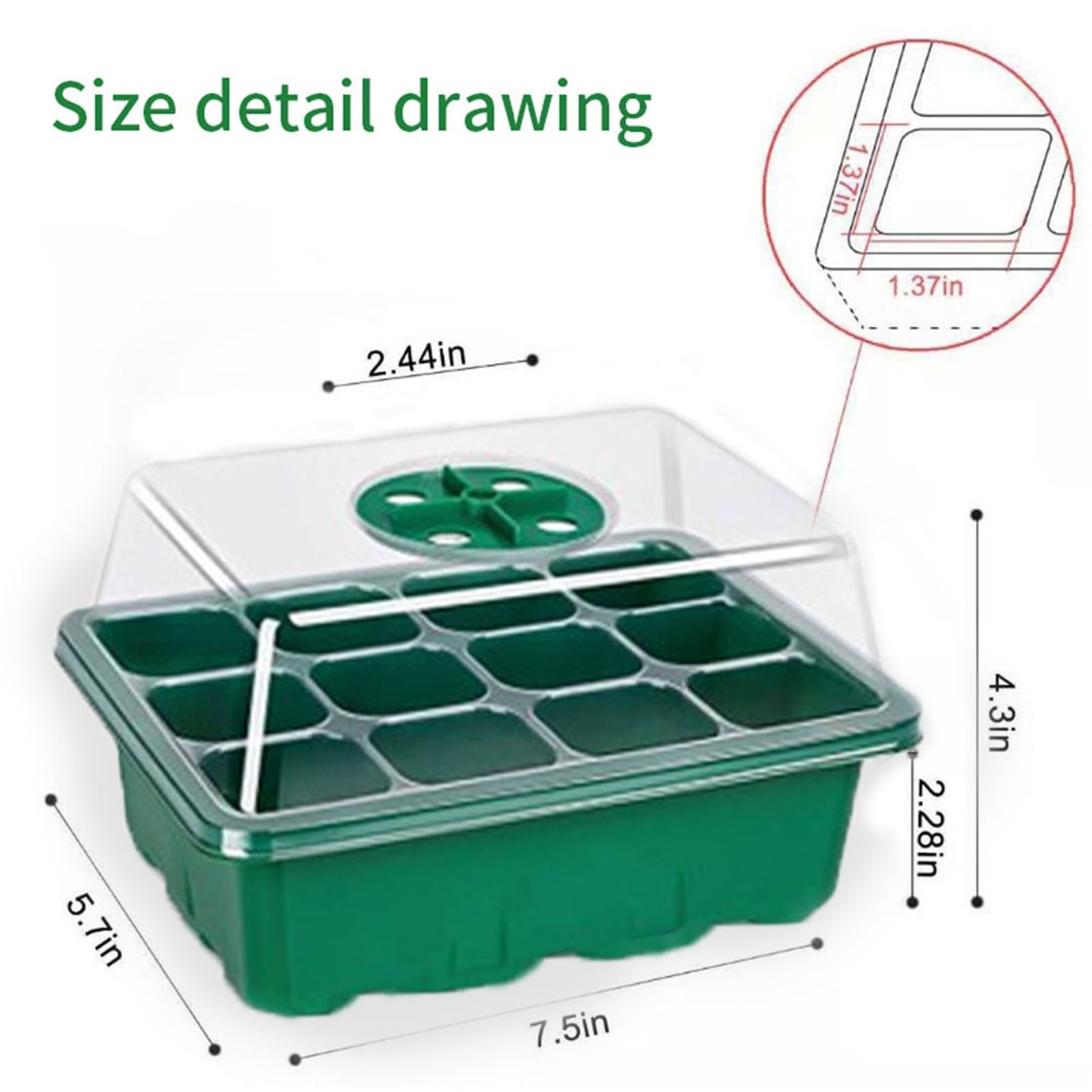 Semillero Paquete de 5 propagadores for Plantas, bandejas Semillas 12 Celdas con Tapas, Kit jardinería Interior for Plantar para Plantas