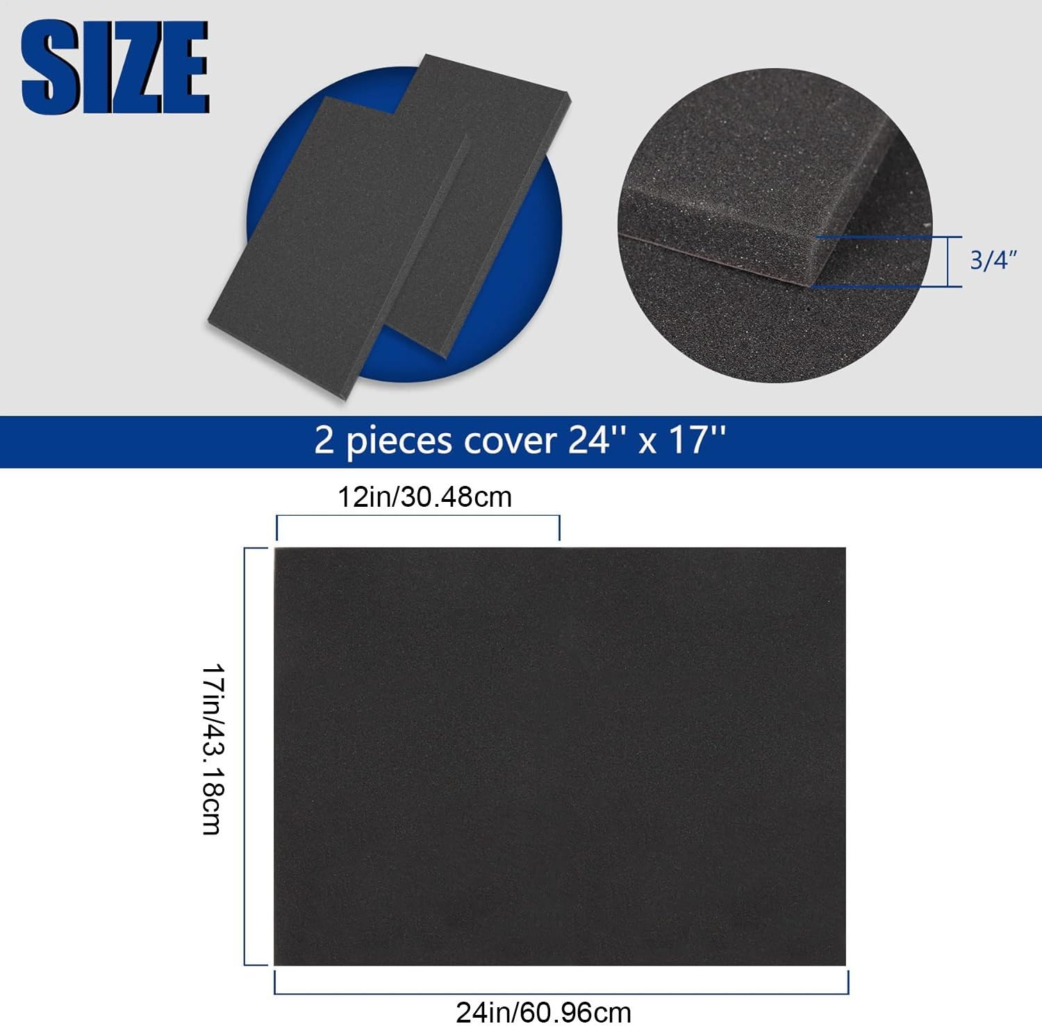 Tapete de aire acondicionado para exteriores, barrera de ruido de espuma magnética de 24 x 17 x 0.75 pulgadas, absorbente de vibraciones, almohadilla de refrigeración silenciosa para instalaciones