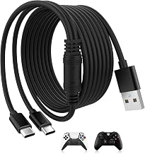 10FT PS5 Controller Charging Cable, Dual USB Type C Charger Cord Compatible with Playstation 5, Xbox Series S/X, Nintendo Switch/Pro/Lite Controller
