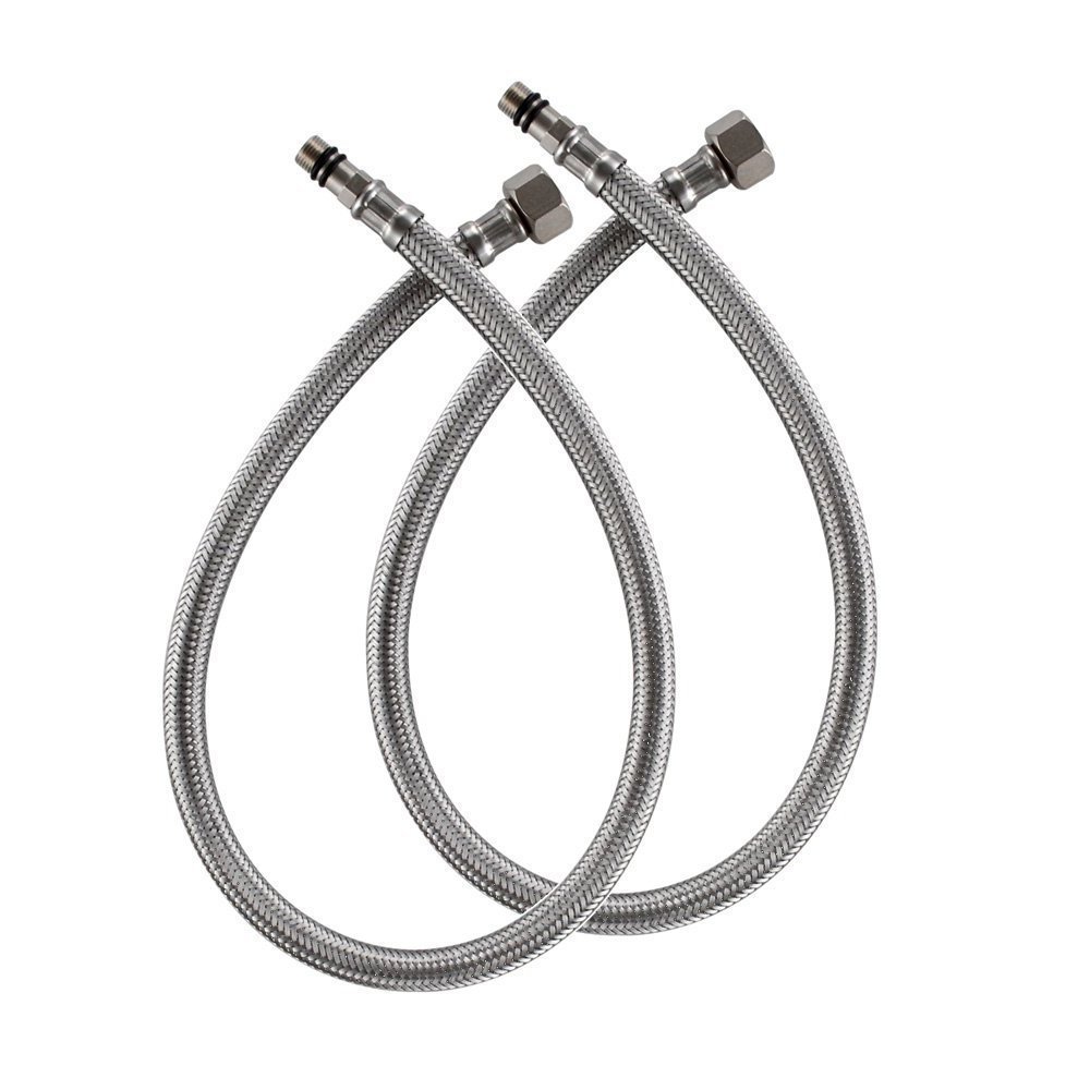 59" Extra Long Faucet Supply Lines Braided Stainless Steel Hose 3/8" Comp x M10 Male Connector Replacement Parts Hoses,Kitchen Bathroom Outdoor Faucet Sink Basin Water Hose,2 Pcs