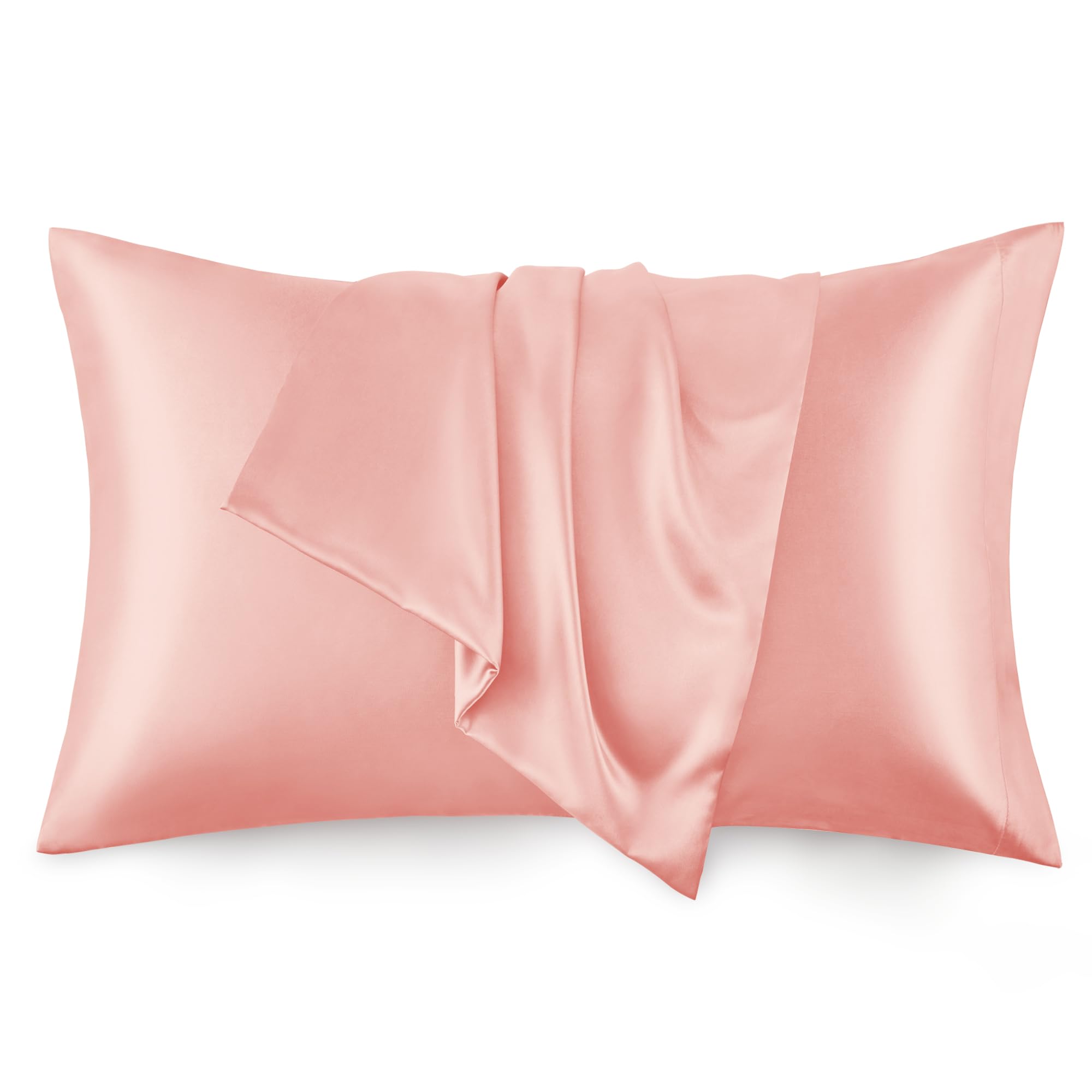 Love's cabin Satin Pillowcase for Hair and Skin, Similar to Silk Pillow Cases for Women, Pillow Case Queen Size Set of 2, Satin Cooling Pillow Cover with Envelope Closure, 20x30 Inches, Coral